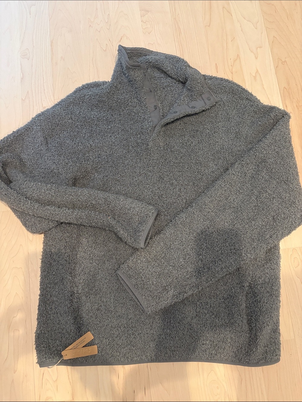 SKIMS Charcoal Gray Sherpa Snap-Neck Pullover